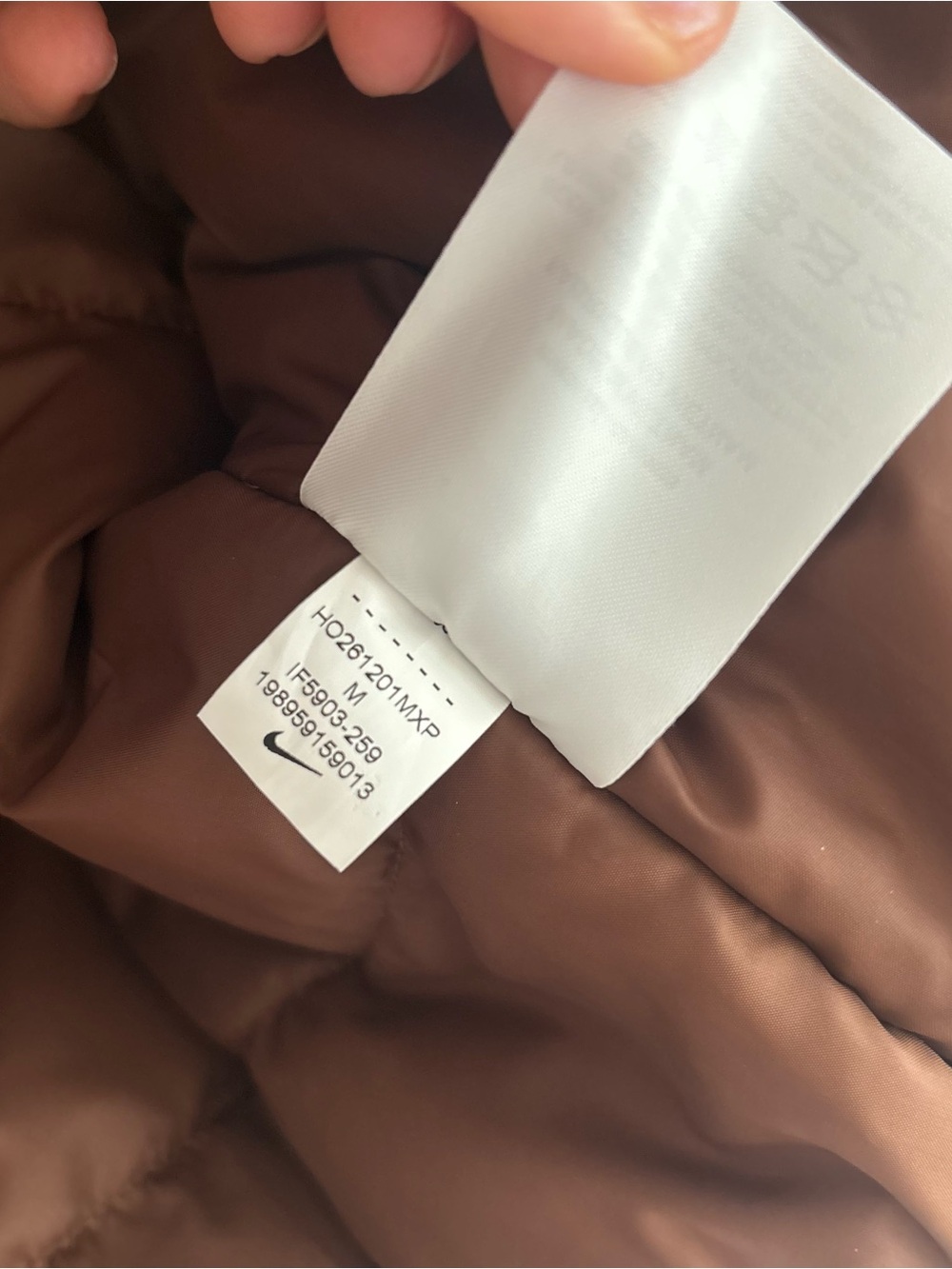 Nike woman’s size medium therma fit Brown Faux Leather Bomber Jacket with check - Picture 7 of 9